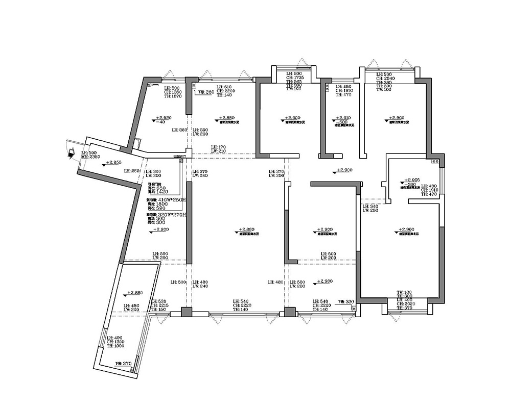 萬象府臺170㎡北歐之光四居室 裝修案例效果圖-原始戶型圖