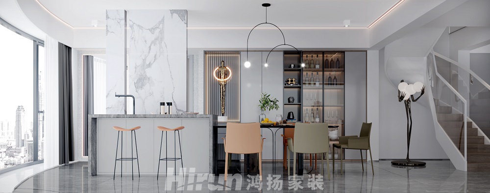 達(dá)美美立方200㎡雅致現(xiàn)代大平層 裝修案例效果圖-餐廳