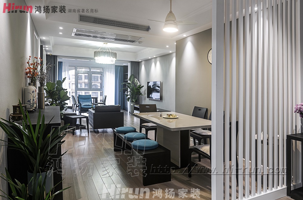 景秀家園150㎡雅致現(xiàn)代四居室 裝修案例效果圖-1