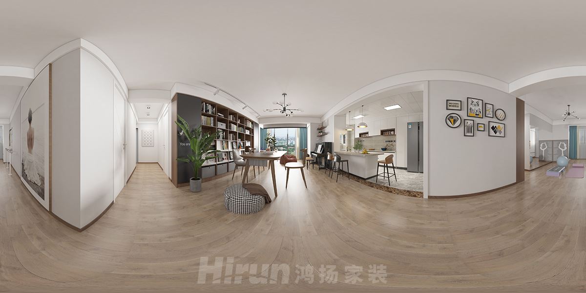 豐和園140㎡北歐之光三居室 裝修案例效果圖-靜態全景