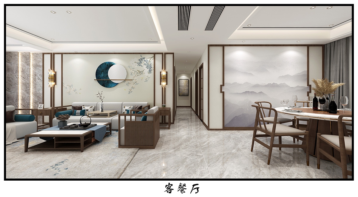 華晨金水灣150㎡復合寫意四居室 裝修案例效果圖-2