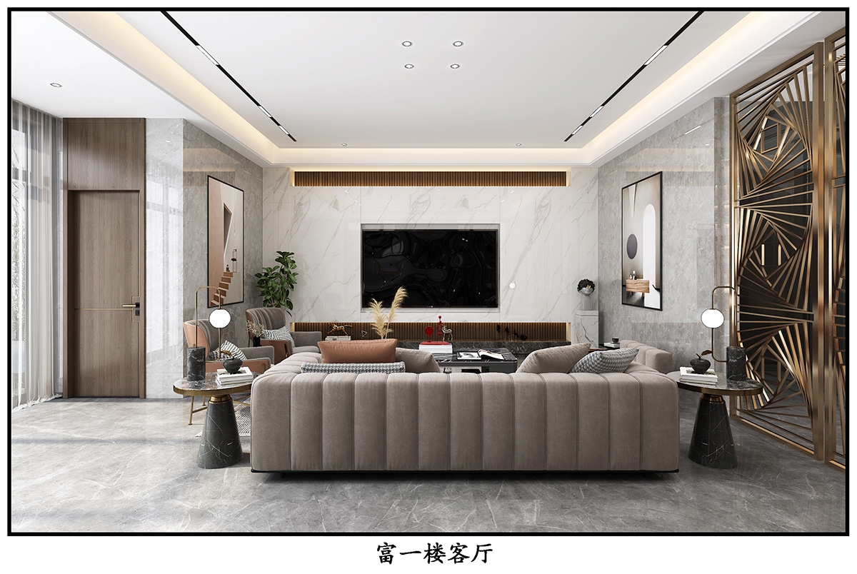 奧園廣場450㎡雅致現代別墅 裝修案例效果圖-2