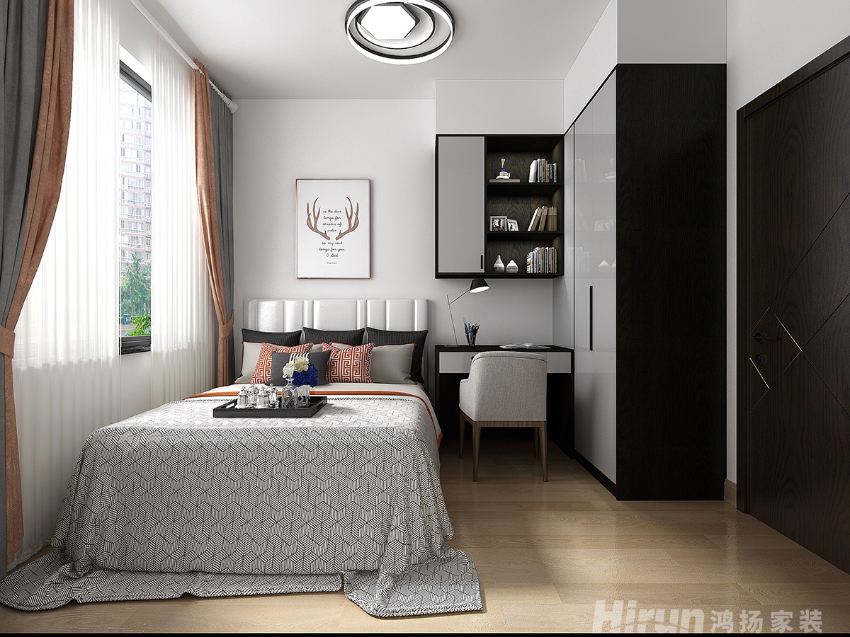 中電家屬房130㎡雅致現代三居室 裝修案例效果圖-1