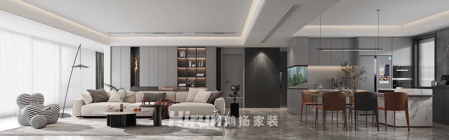 綠地麓湖郡147㎡雅致現(xiàn)代四居室 裝修案例效果圖-1