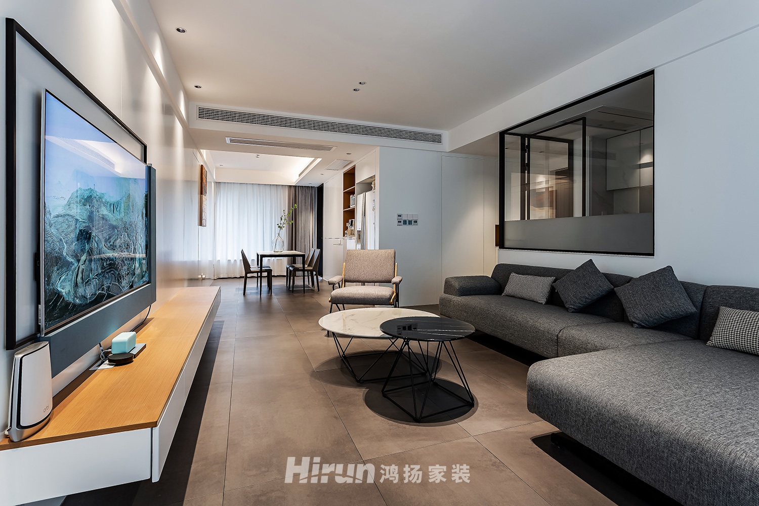 泊愛藍灣130㎡雅致現代三居室 裝修案例實景圖-1