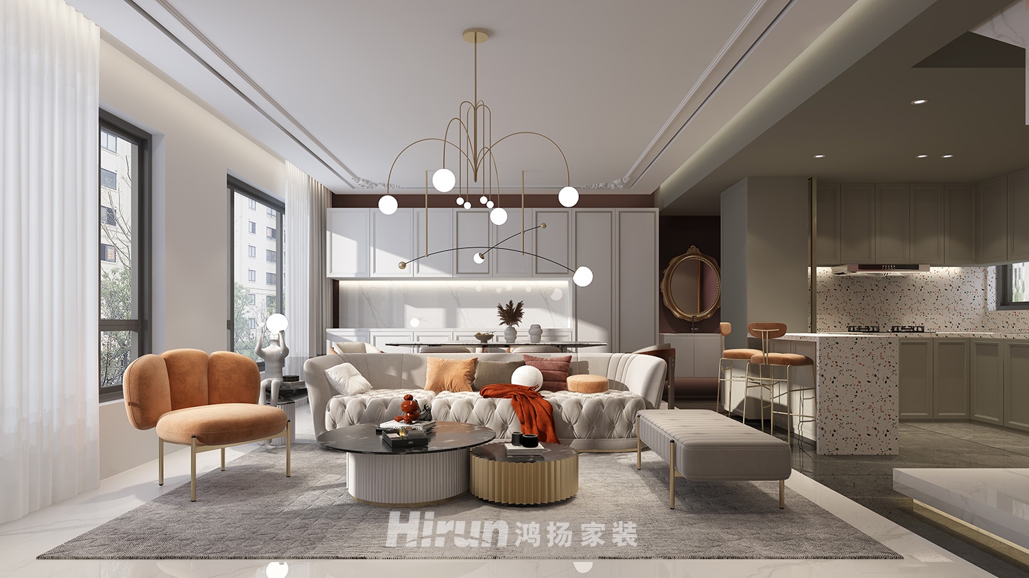 建發央著102㎡優雅繽紛復式 裝修案例效果圖-2