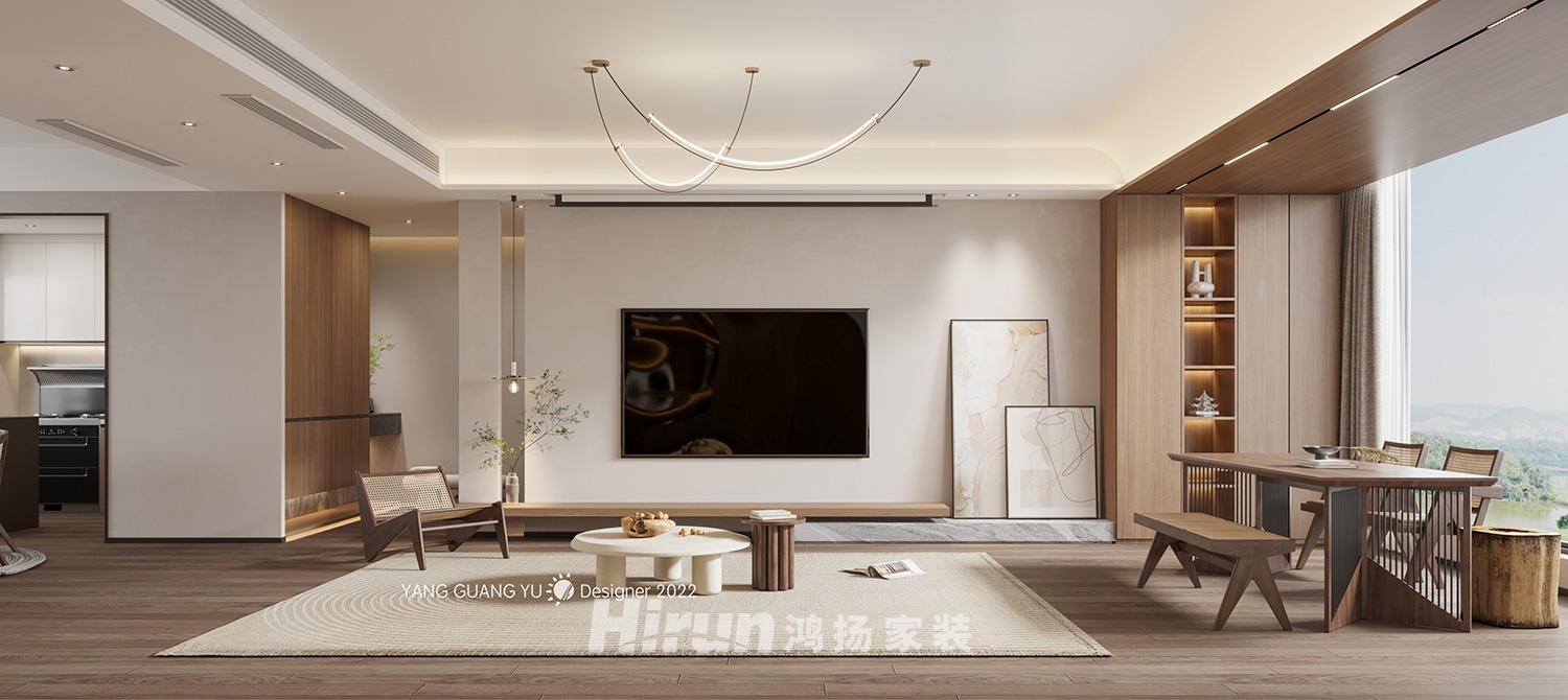 廣澤上苑210㎡復合寫意大平層 裝修案例效果圖-2