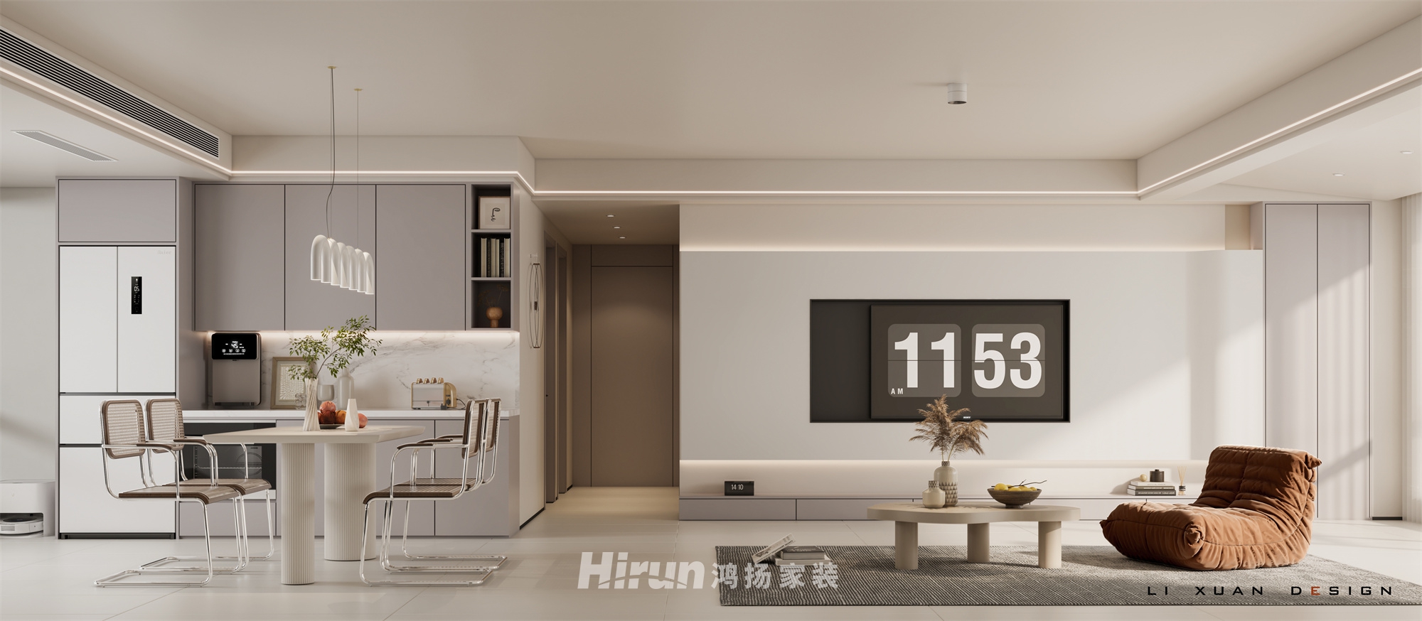 長房云尚公館130㎡北歐之光三居室 裝修案例效果圖-1