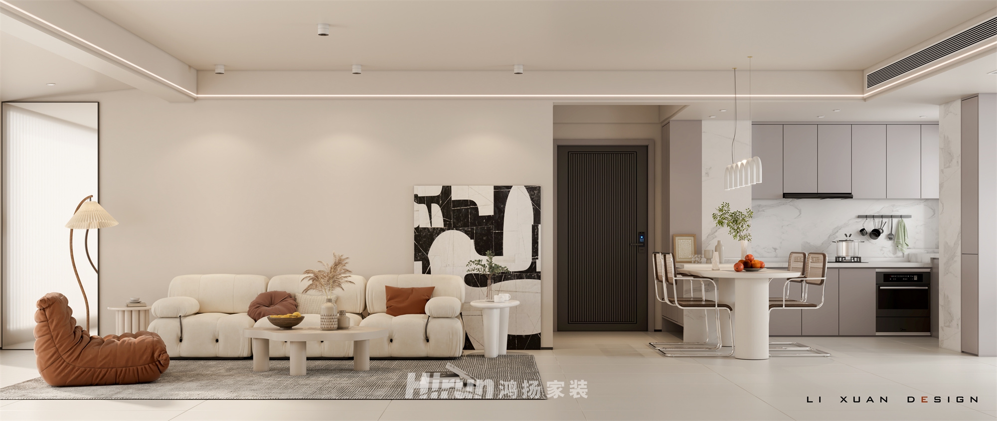 長房云尚公館130㎡北歐之光三居室 裝修案例效果圖-2