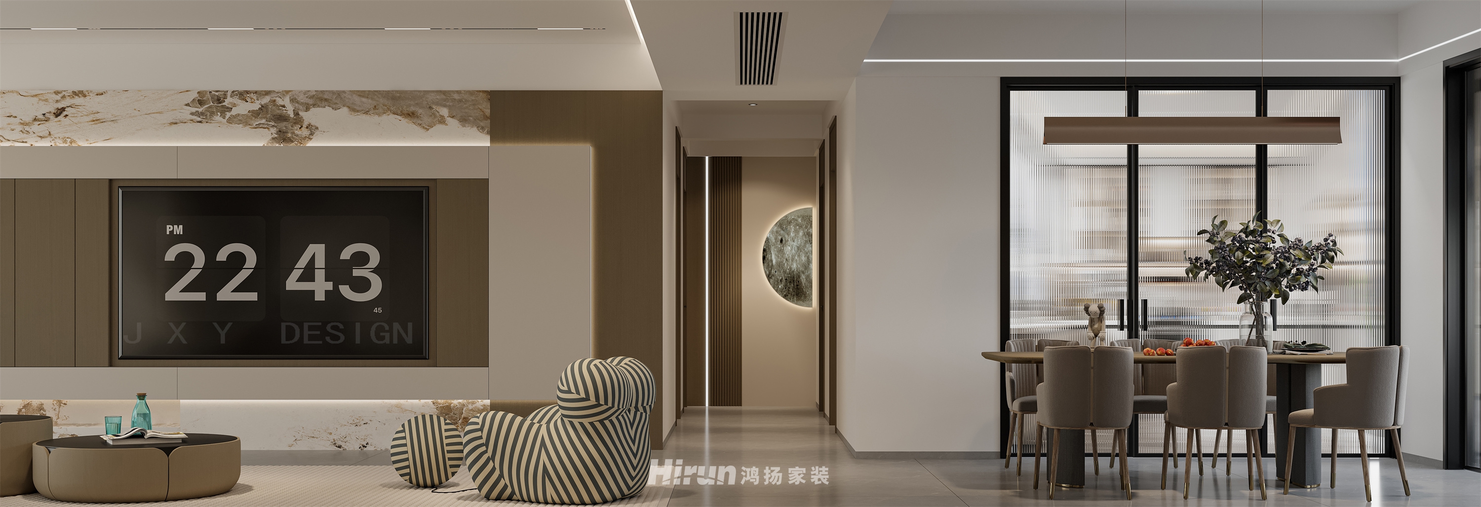 正榮濱江紫闕臺(tái)168㎡新裝飾主義三居室 裝修案例效果圖-1