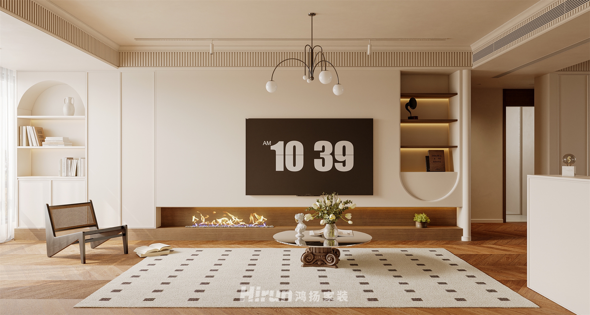 建發玖洲和璽113㎡復古風潮三居室 裝修案例效果圖-2