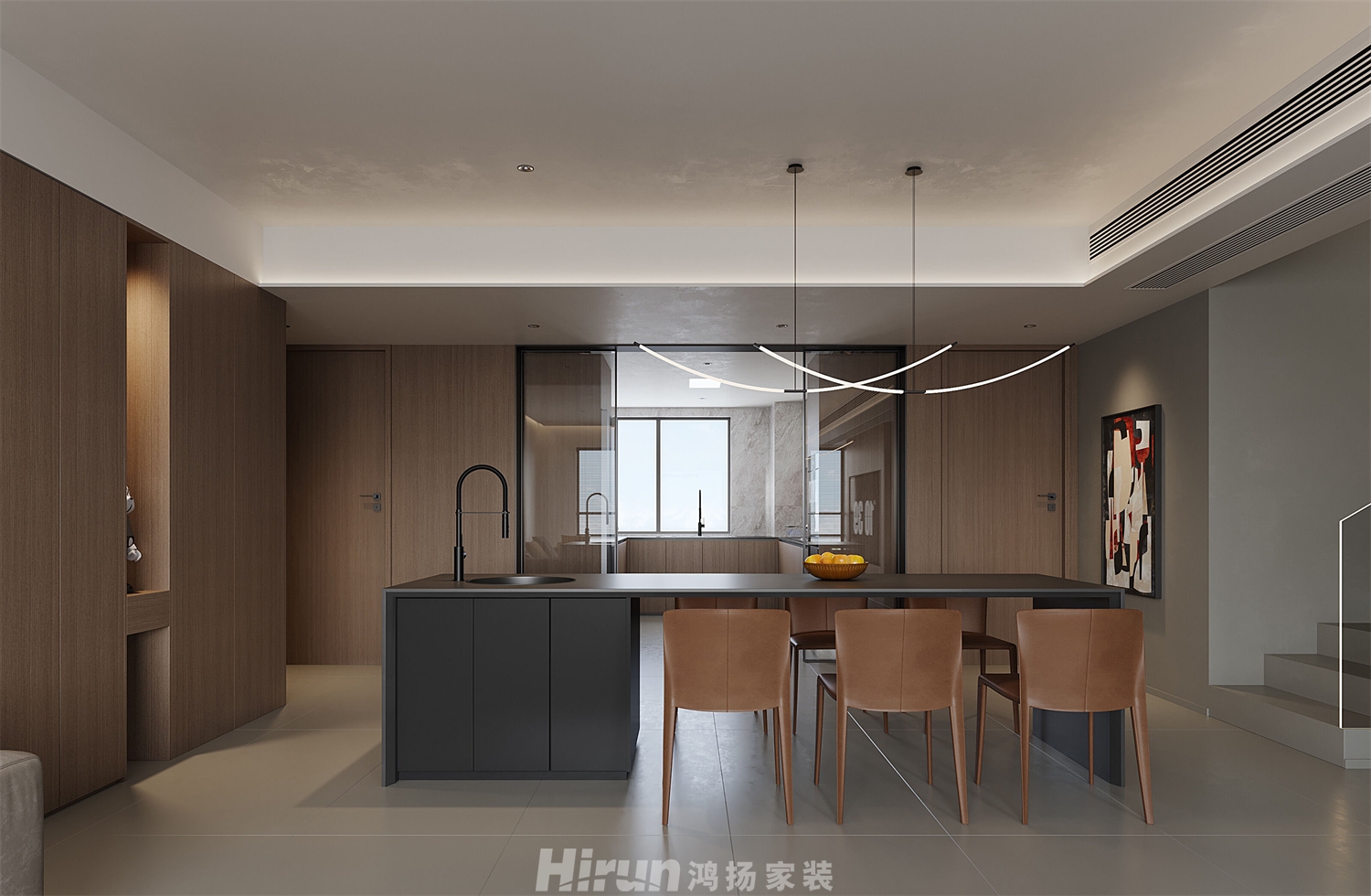 建發央著200㎡藝術室界四居室 裝修案例效果圖-2