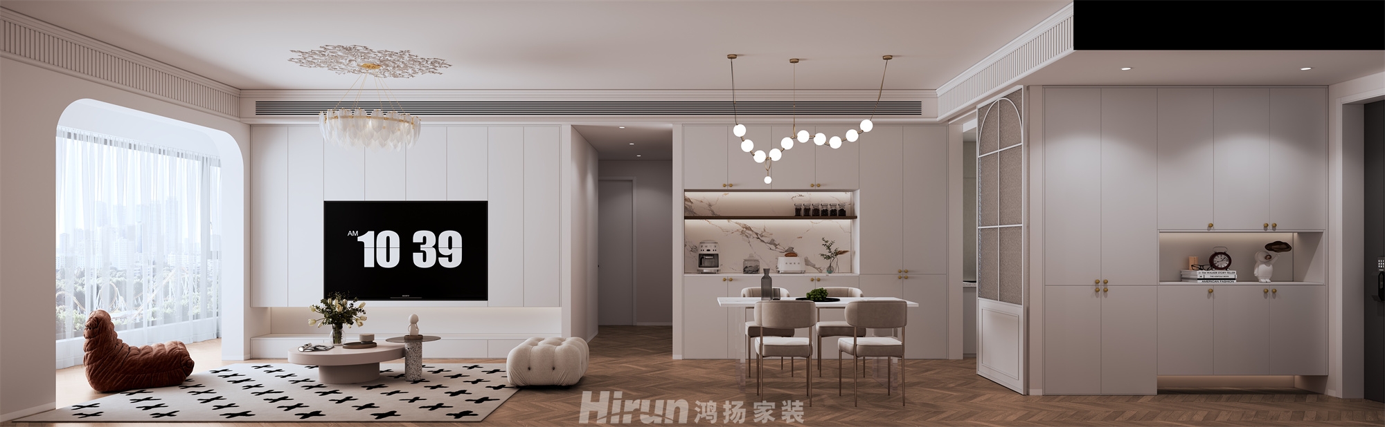 旭輝國(guó)悅府110㎡輕歐簡(jiǎn)美三居室 裝修案例效果圖-1