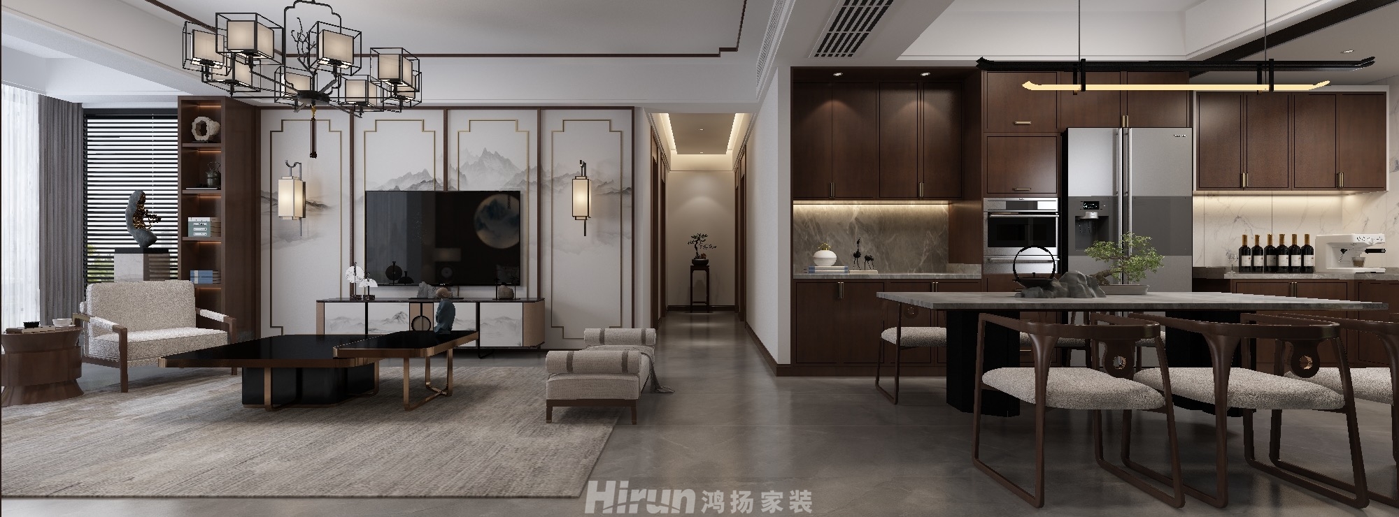 銀港國(guó)際140㎡復(fù)合寫(xiě)意四居室 裝修案例效果圖-1