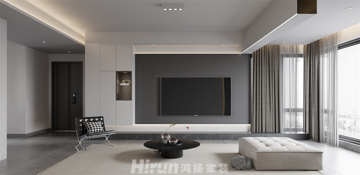 北辰三角洲142㎡雅致現(xiàn)代三居室 裝修案例效果圖-2