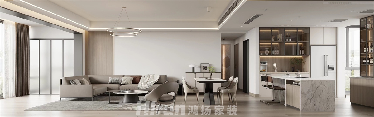 綠地麓湖郡160㎡雅致現(xiàn)代三居室 裝修案例效果圖-1