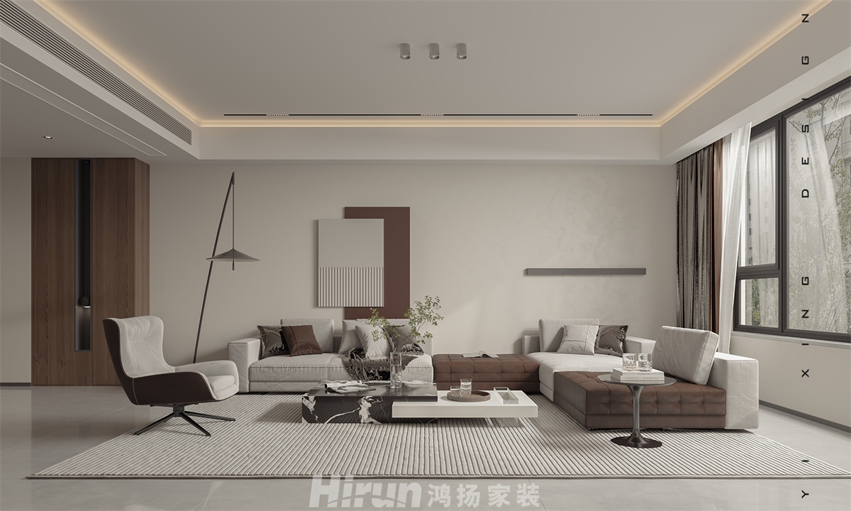 建發(fā)央著175㎡雅致現(xiàn)代復式 裝修案例效果圖-1