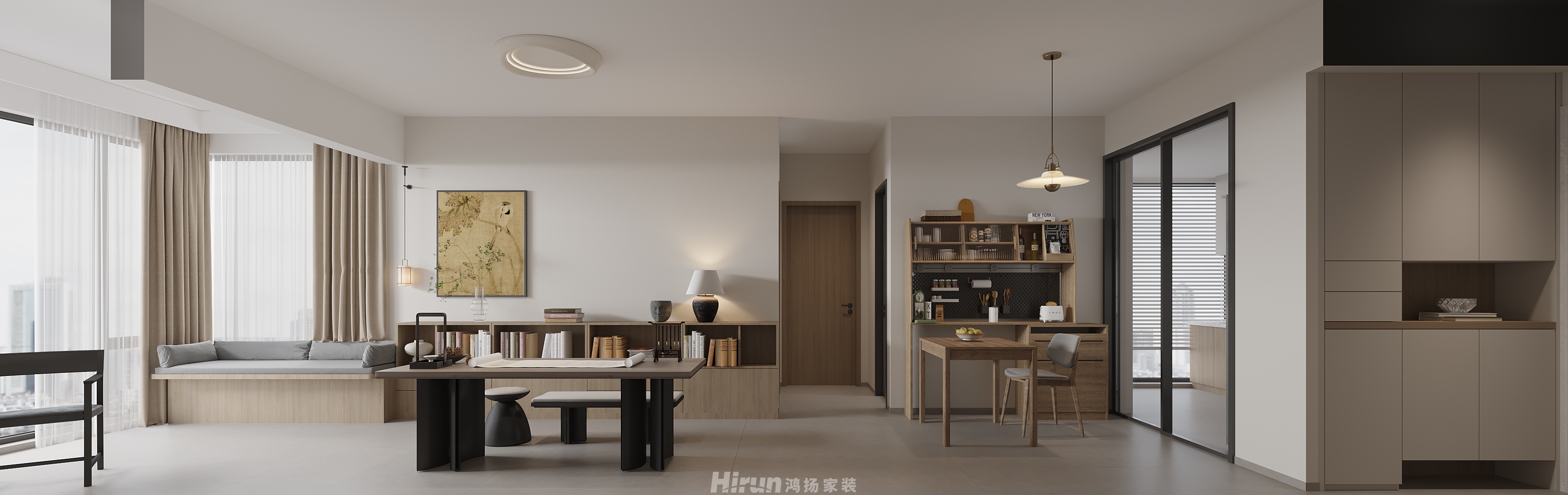 長湖峰境127㎡雅致現代三居室 裝修案例效果圖-1