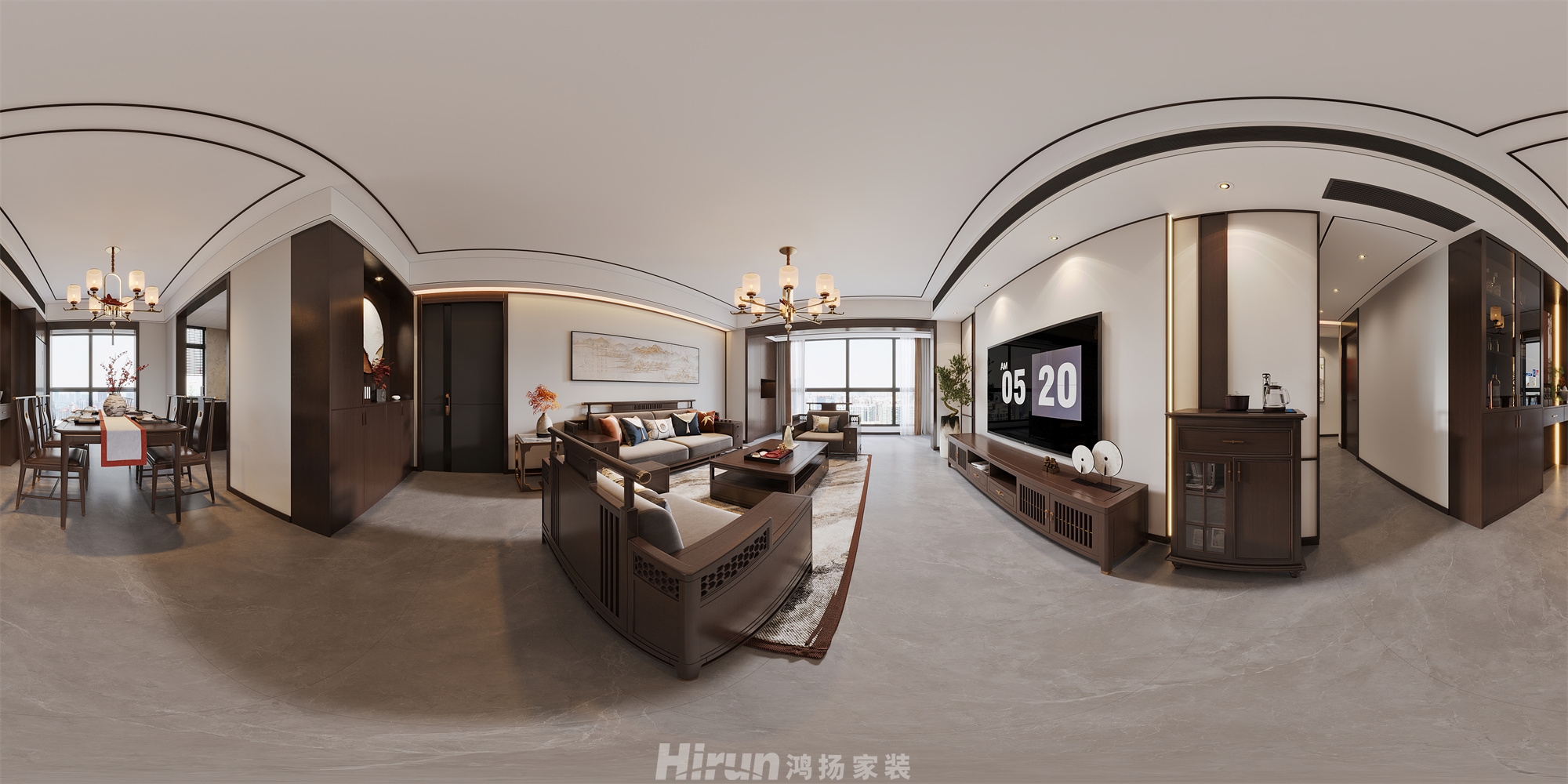 牛津堡128㎡復(fù)合寫意三居室 裝修案例效果圖-1