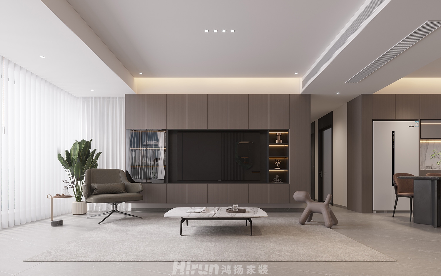 天城國際130㎡雅致現(xiàn)代四居室 裝修案例效果圖-3