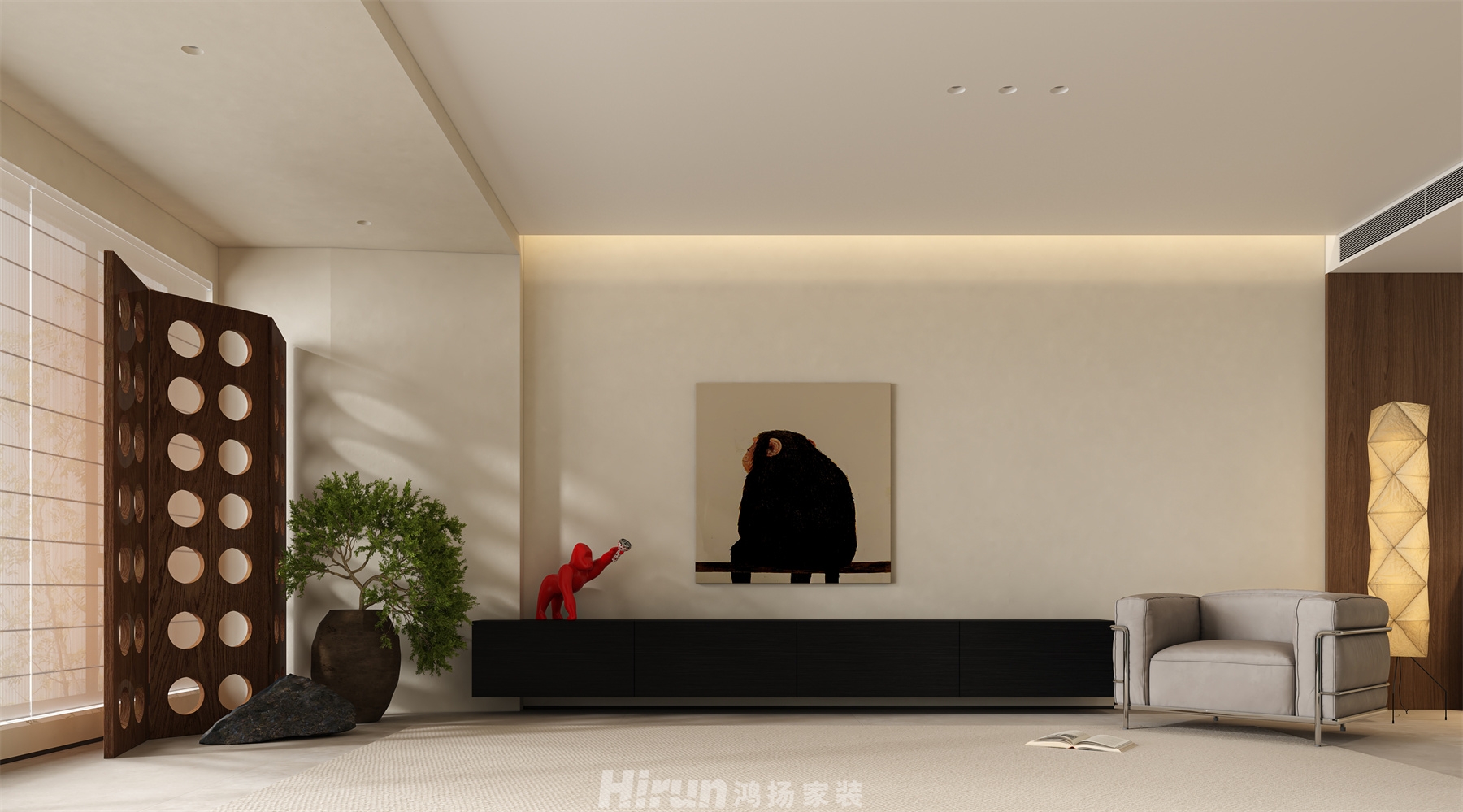 建發玖洲和璽150㎡藝術室界三居室 裝修案例效果圖-2