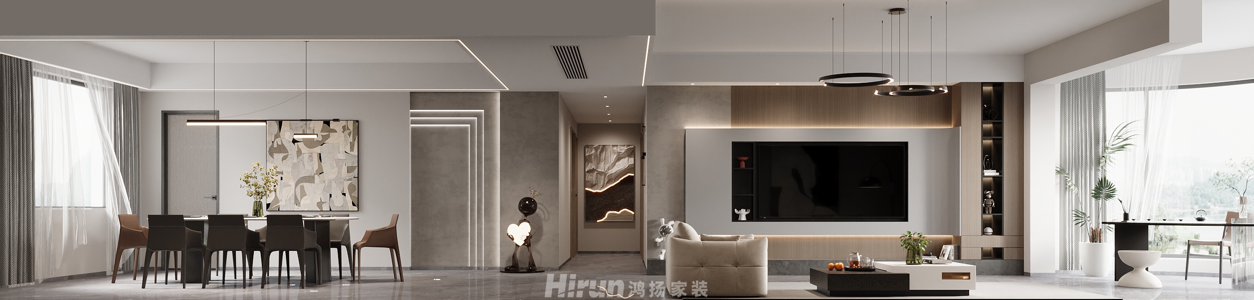 潤(rùn)沁園（舊房改造）180㎡雅致現(xiàn)代四居室 裝修案例效果圖-2
