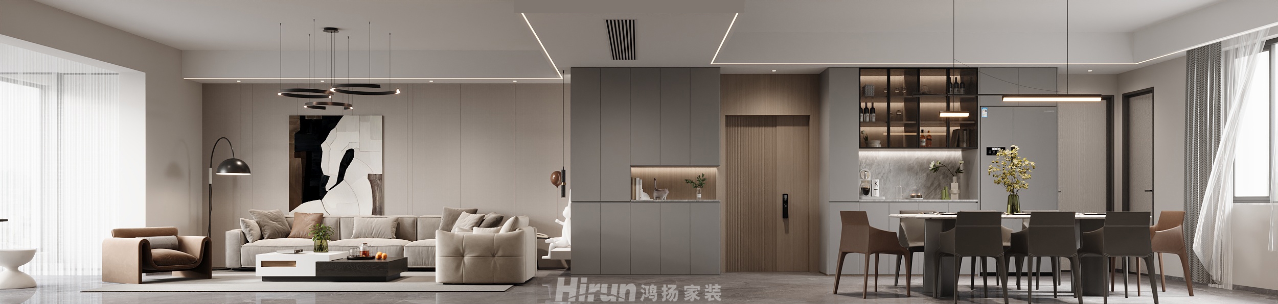 潤(rùn)沁園（舊房改造）180㎡雅致現(xiàn)代四居室 裝修案例效果圖-1