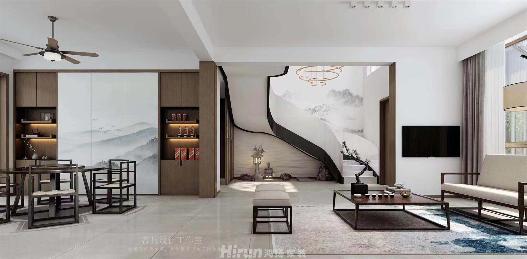 同升湖300㎡寫意木構(gòu)別墅 裝修案例效果圖-1