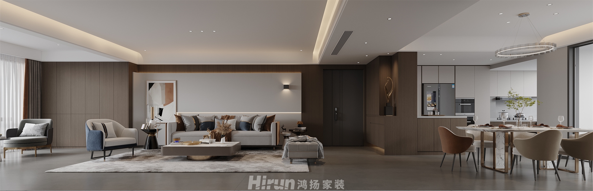 金時(shí)花園220㎡雅致現(xiàn)代四居室 裝修案例效果圖-1