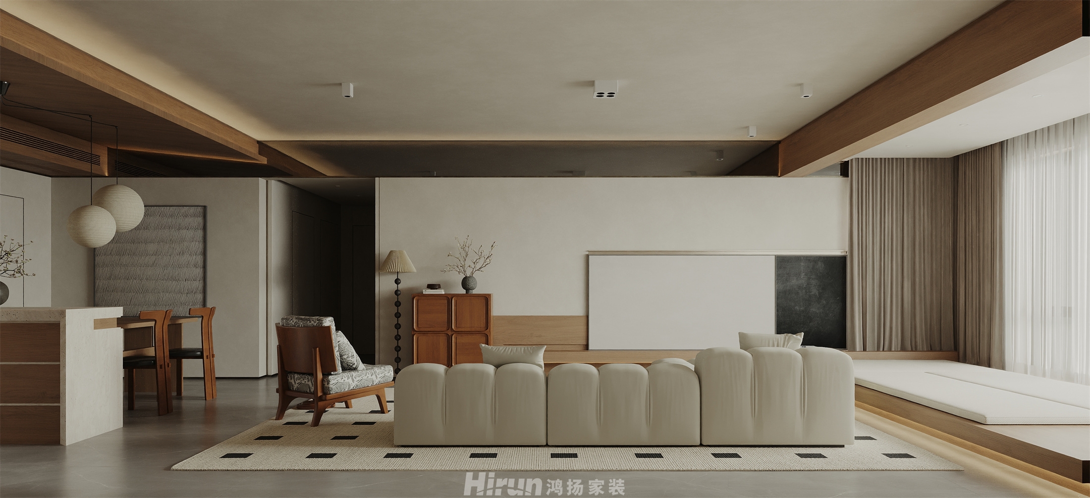 洋湖映193㎡復古風潮大平層 裝修案例效果圖-1