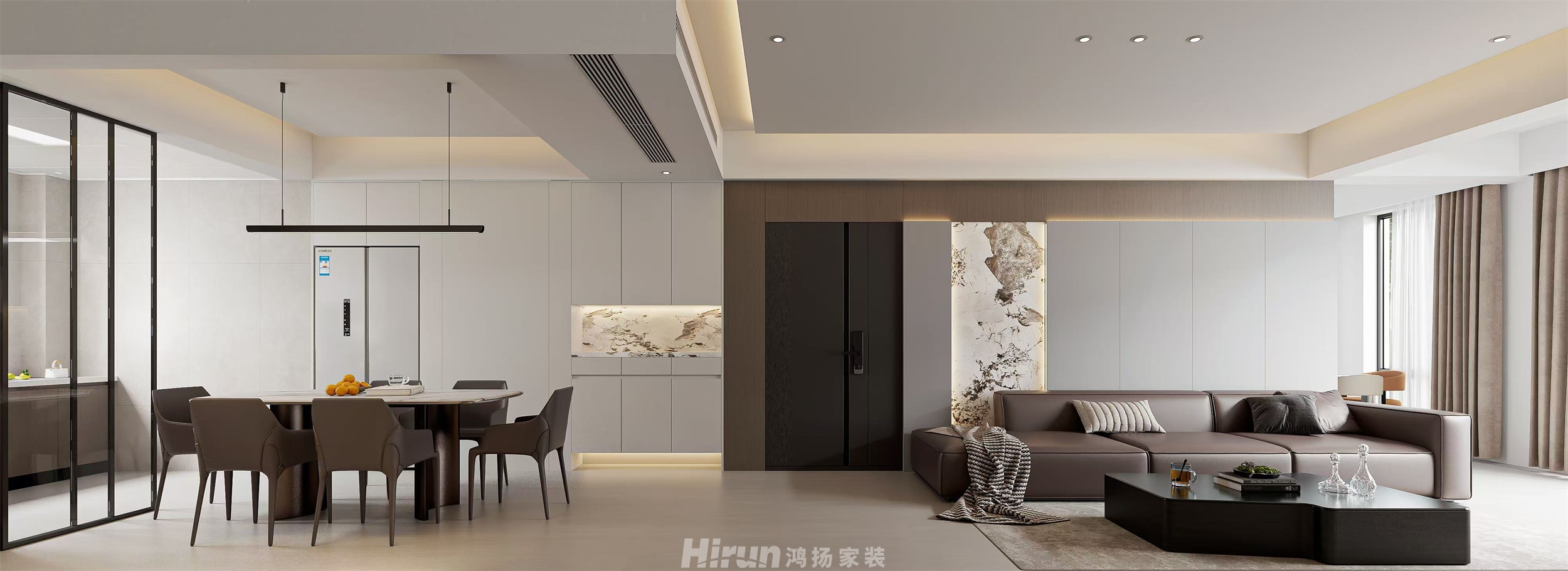 辰溪辰陽春天120㎡雅致現代三居室 裝修案例效果圖-1