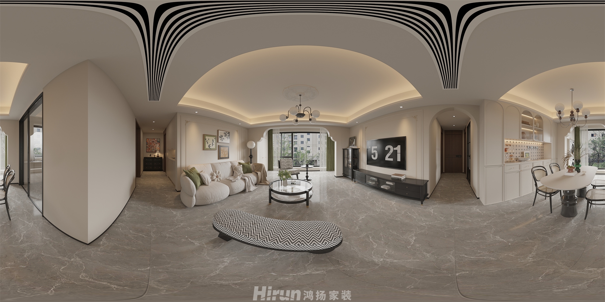 麓山府145㎡輕歐簡(jiǎn)美四居室 裝修案例效果圖-1