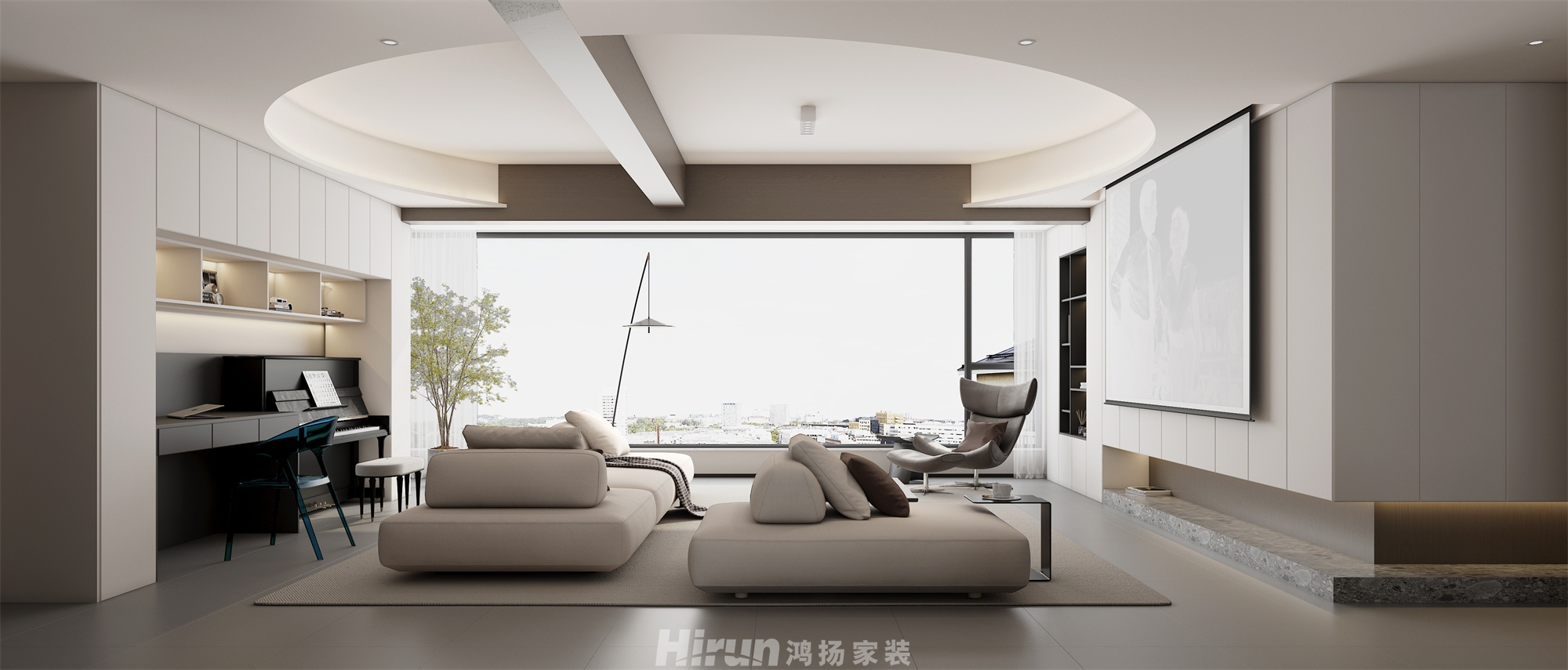 金富·江山院140㎡雅致現(xiàn)代四居室 裝修案例效果圖-1