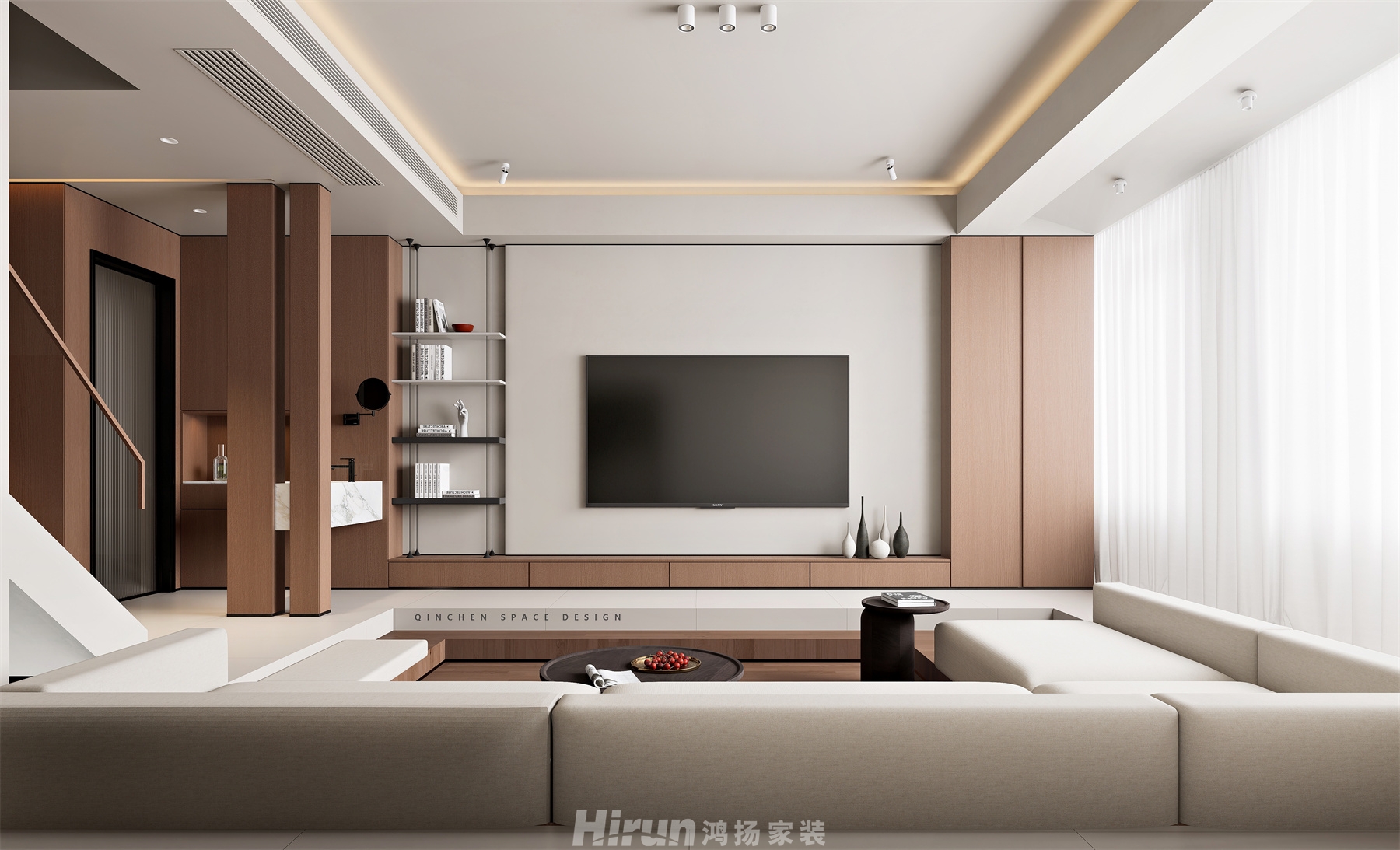 龍湖300㎡雅致現(xiàn)代別墅 裝修案例效果圖-1
