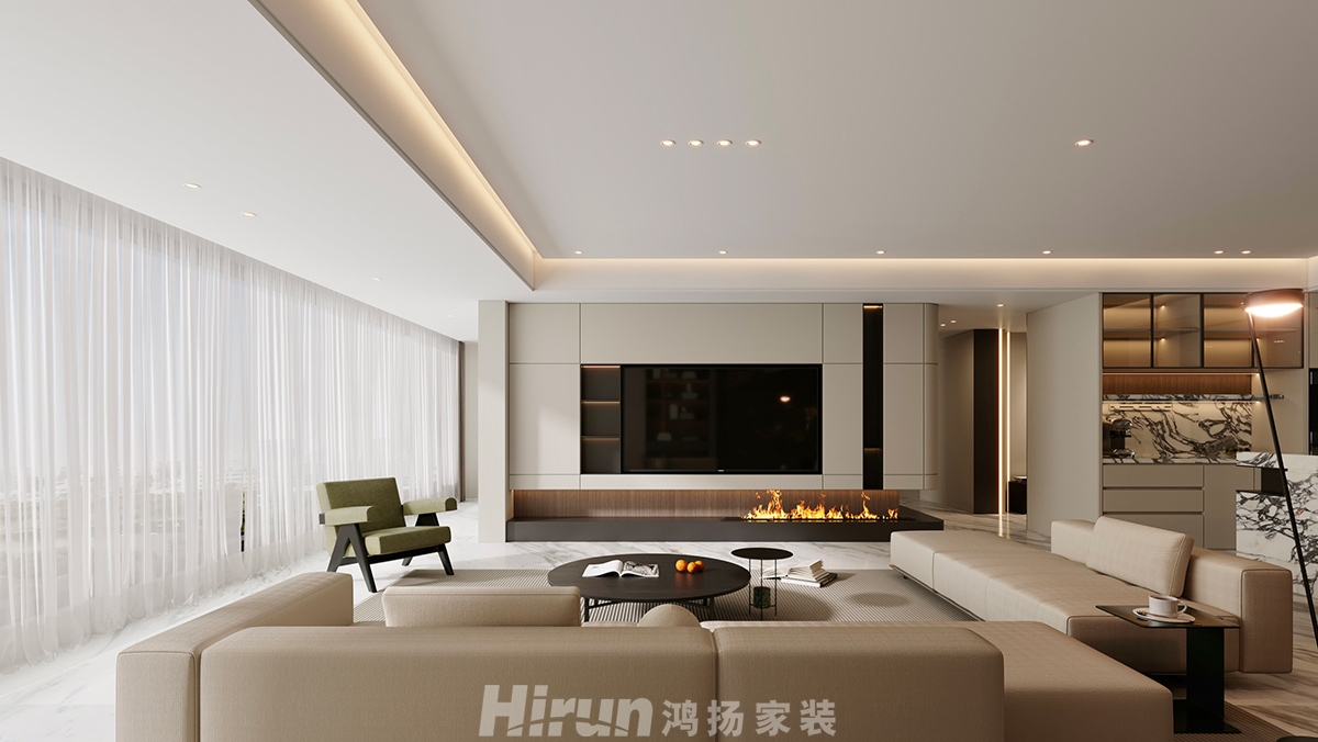 濱江境200㎡雅致現(xiàn)代四居室 裝修案例效果圖-3