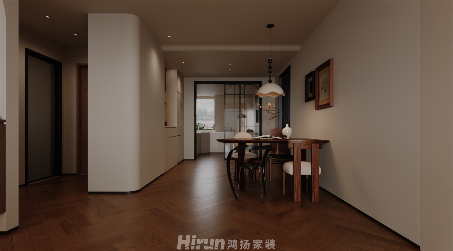 綠地湖湘中心130㎡復(fù)古風(fēng)潮三居室 裝修案例效果圖-2